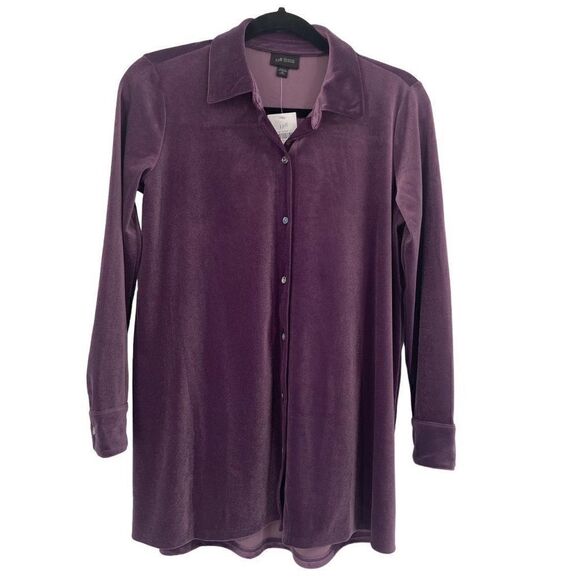 J Jill Wearever Collection Velvet Blouse Purple XSP NWT - Picture 1 of 9